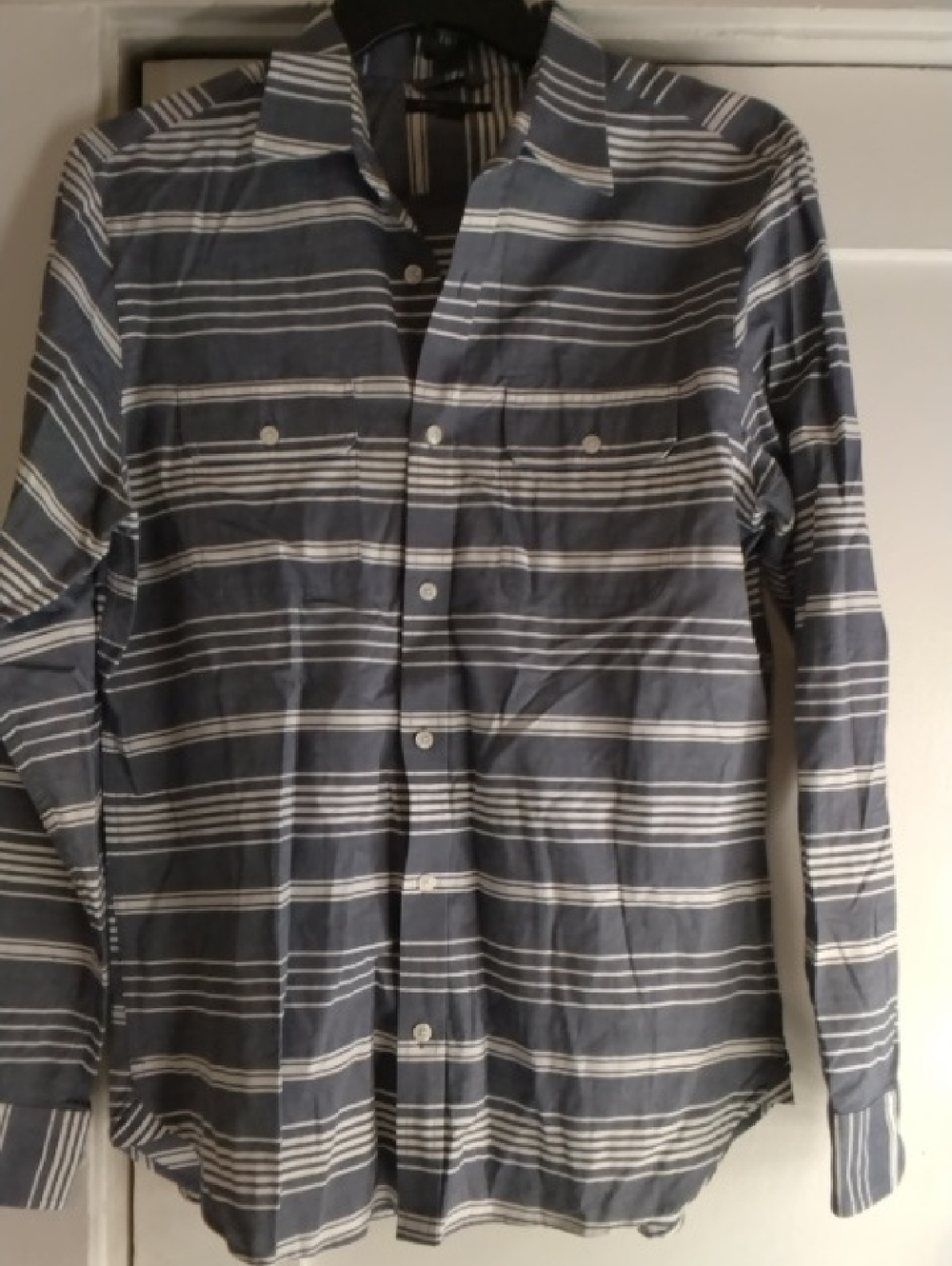 Banana Republic Blue and White Striped Button-Down Shirt